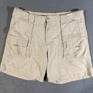 VTG LL Bean‎ Mens Cargo Shorts 40 Regular Beige Outdoor Utility Cavas Workwear